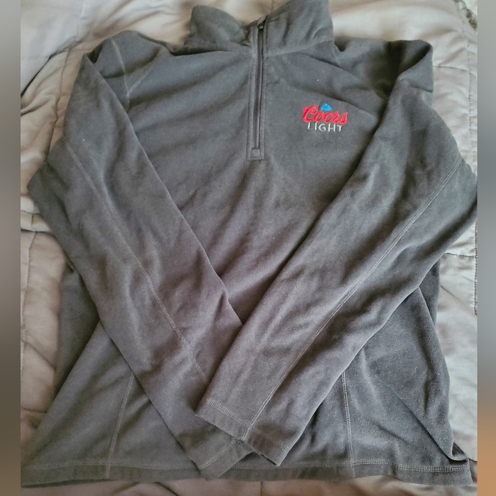 Womens Landway 2X Gray Coors Light Zip Up Sweater with Soft Cotton Texture